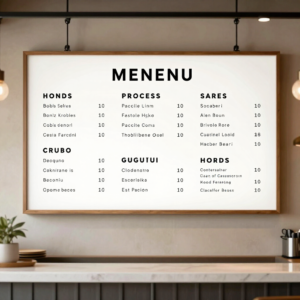 Printed Menu Board